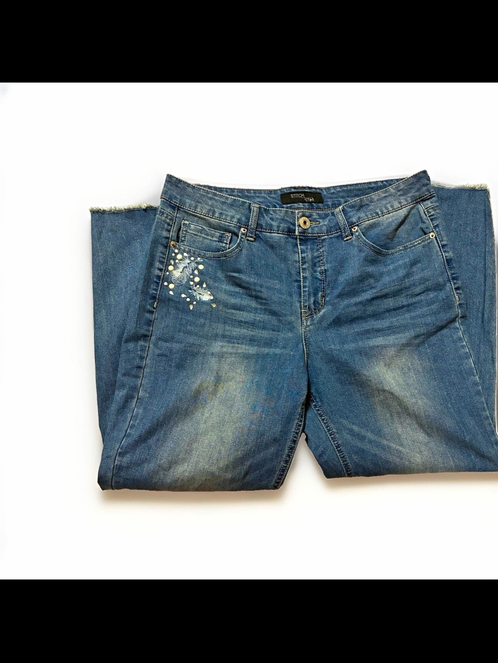 Stitch Star Stylish Blue Women's Jeans with Embellished Pocket Size 12